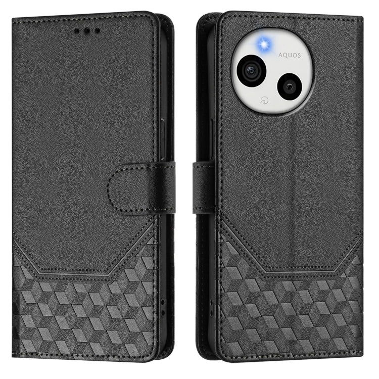 For Sharp Aquos Sense9 Plus Honeycomb Embossing RFID Leather Phone Case