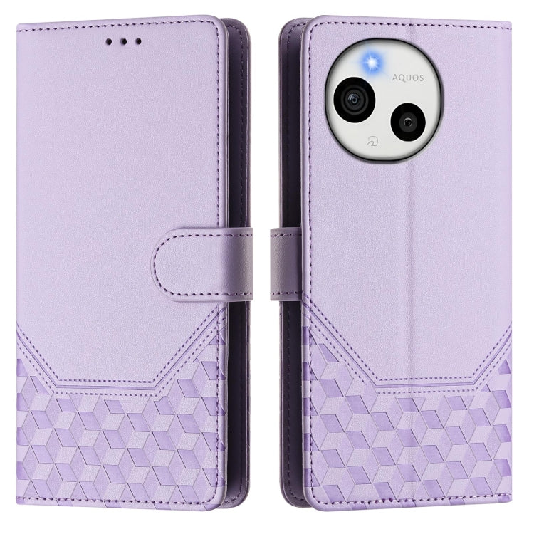For Sharp Aquos Sense9 Plus Honeycomb Embossing RFID Leather Phone Case