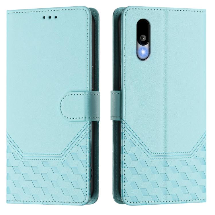 For Sharp Basio Active3 Honeycomb Embossing RFID Leather Phone Case
