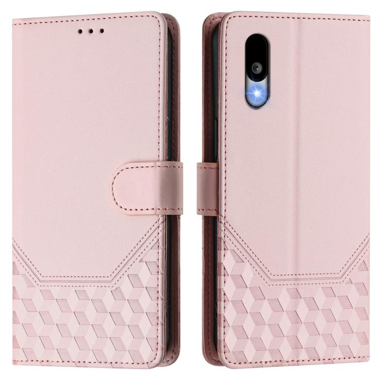 For Sharp Basio Active3 Honeycomb Embossing RFID Leather Phone Case