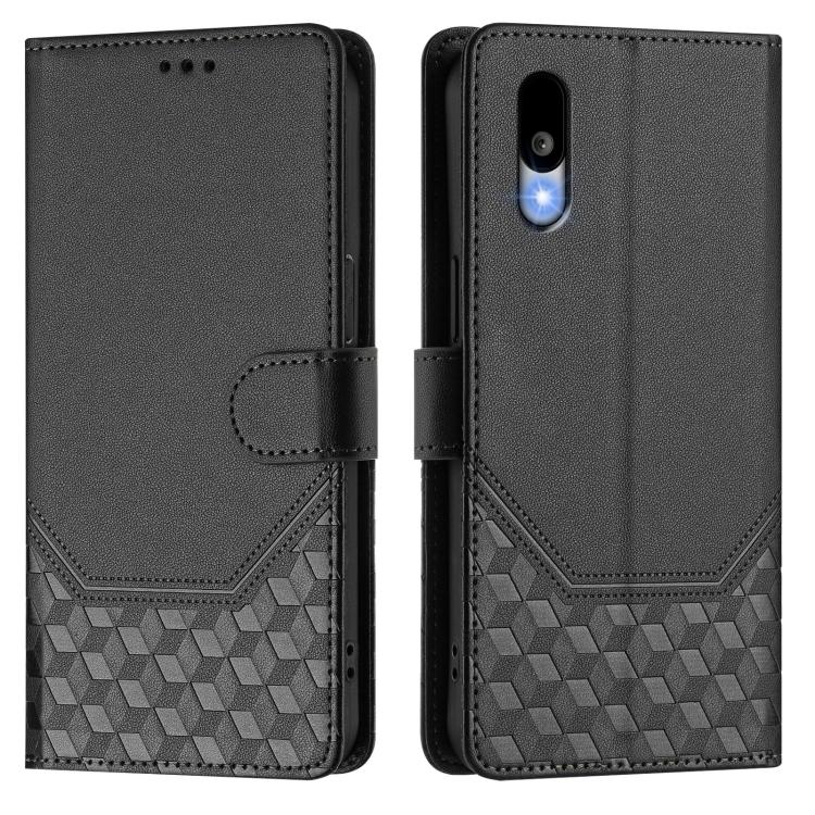 For Sharp Basio Active3 Honeycomb Embossing RFID Leather Phone Case