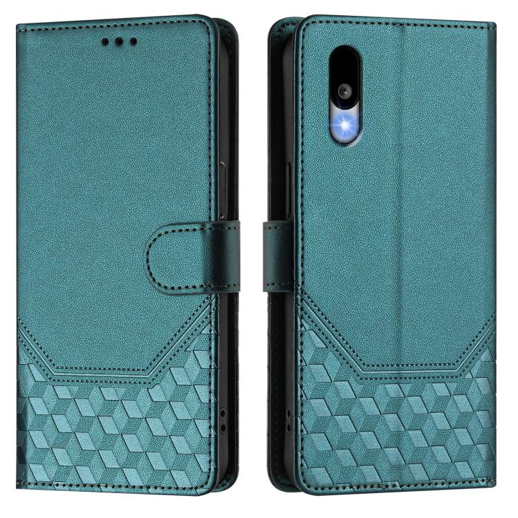 For Sharp Basio Active3 Honeycomb Embossing RFID Leather Phone Case