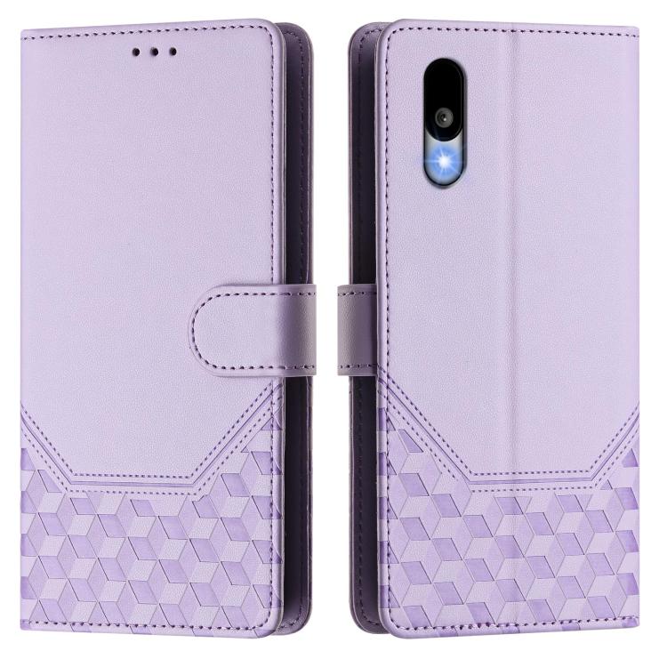 For Sharp Basio Active3 Honeycomb Embossing RFID Leather Phone Case