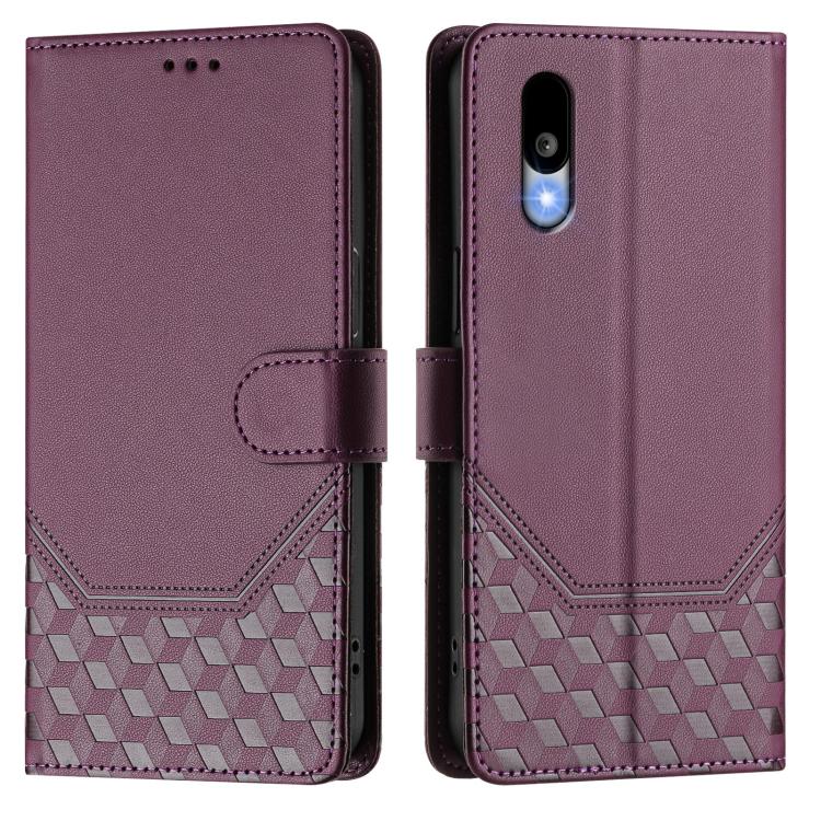 For Sharp Basio Active3 Honeycomb Embossing RFID Leather Phone Case