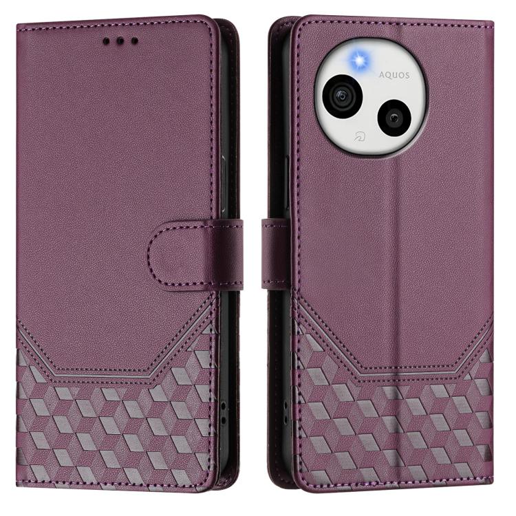 For Sharp Aquos Sense10 Honeycomb Embossing RFID Leather Phone Case