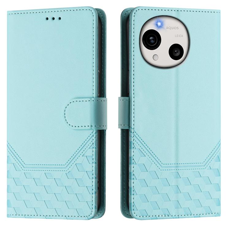 For Sharp Aquos R11 Honeycomb Embossing RFID Leather Phone Case