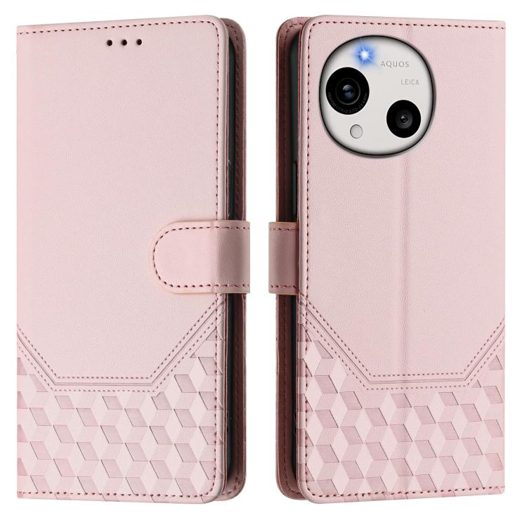 For Sharp Aquos R11 Honeycomb Embossing RFID Leather Phone Case