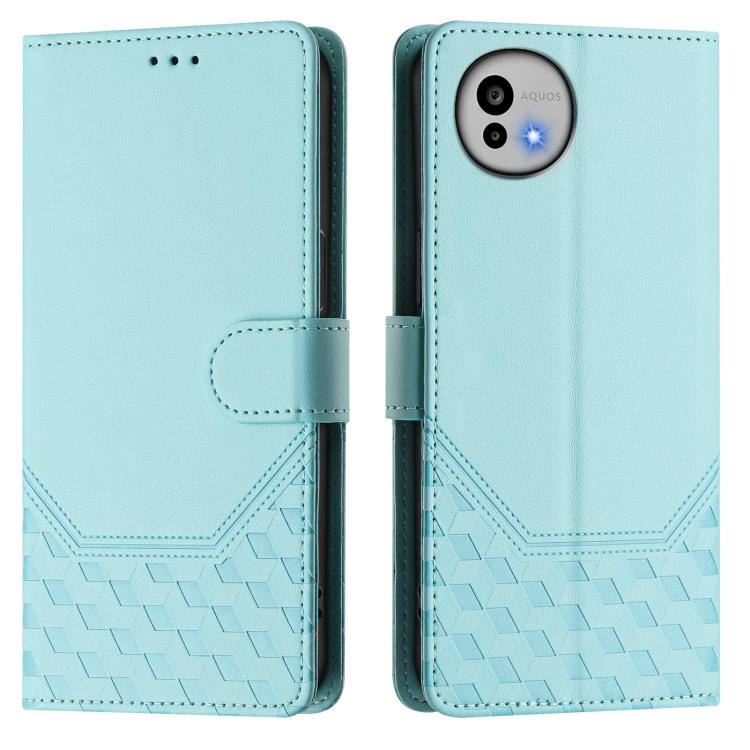 For Sharp Aquos wish6 Honeycomb Embossing RFID Leather Phone Case