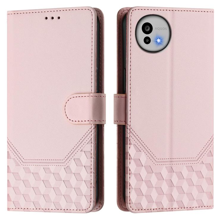 For Sharp Aquos wish6 Honeycomb Embossing RFID Leather Phone Case