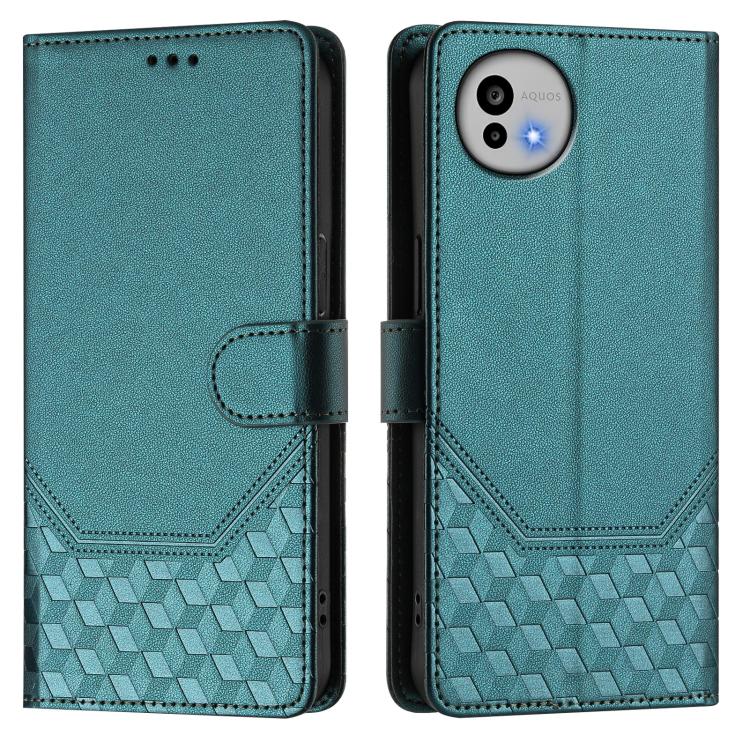 For Sharp Aquos wish6 Honeycomb Embossing RFID Leather Phone Case