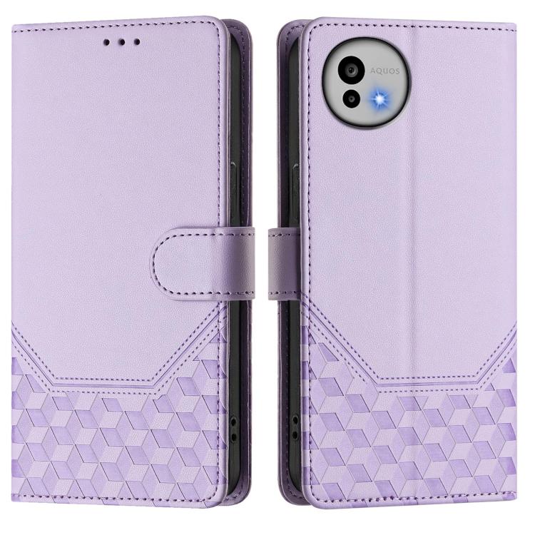 For Sharp Aquos wish6 Honeycomb Embossing RFID Leather Phone Case