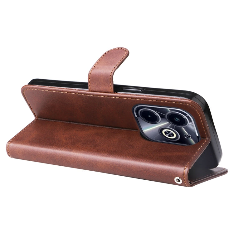 For Infinix Hot 40i Fashion Calf Texture Zipper Leather Phone Case