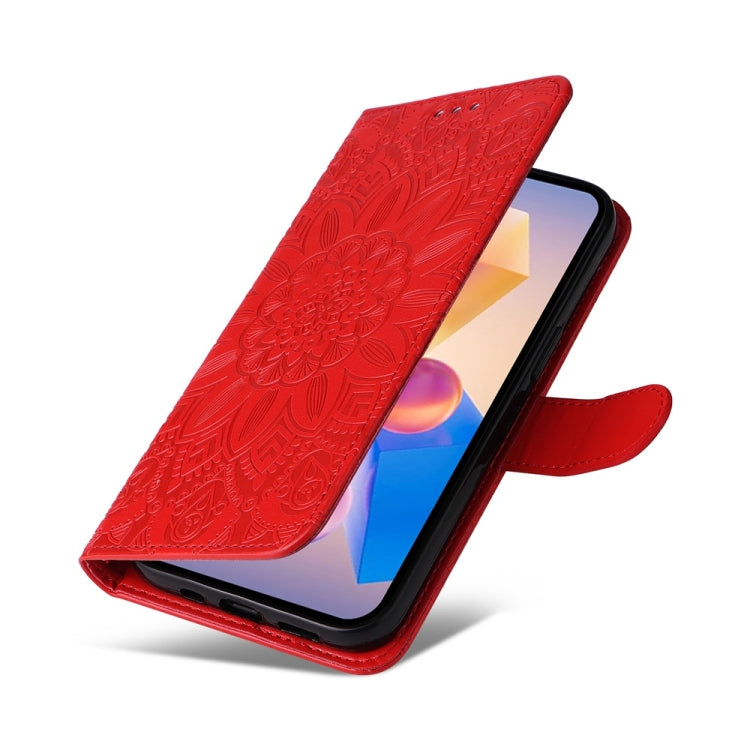 For Infinix Hot 40i Embossed Sunflower Leather Phone Case