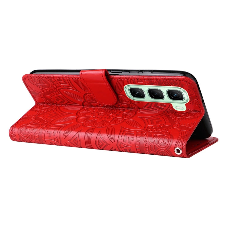For Infinix Hot 50 5G Embossed Sunflower Leather Phone Case