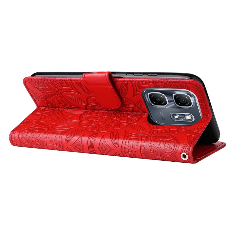 For Infinix Hot 50i / Smart 9 Embossed Sunflower Leather Phone Case