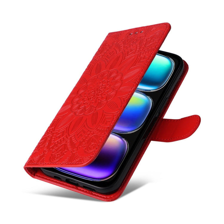 For Infinix Hot 50i / Smart 9 Embossed Sunflower Leather Phone Case