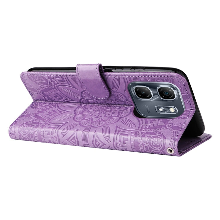 For Infinix Hot 50i / Smart 9 Embossed Sunflower Leather Phone Case