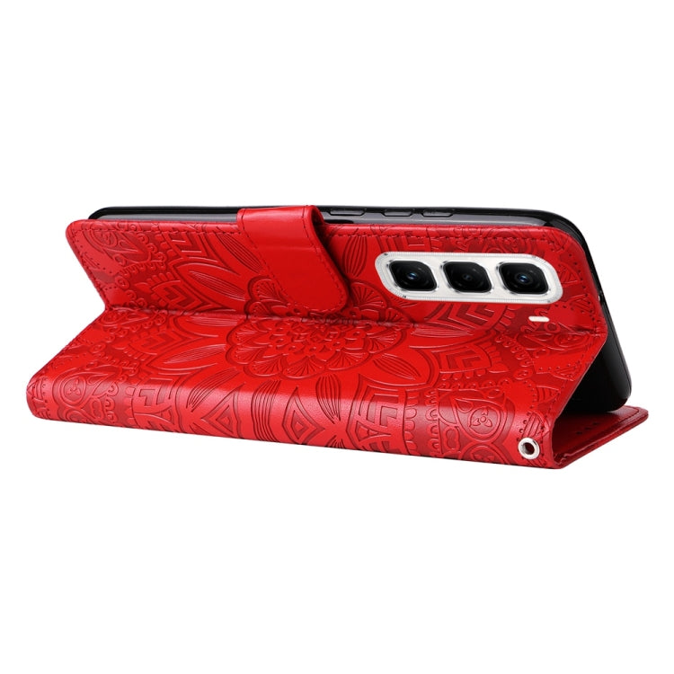 For Infinix Hot 50 Pro+ 4G Embossed Sunflower Leather Phone Case