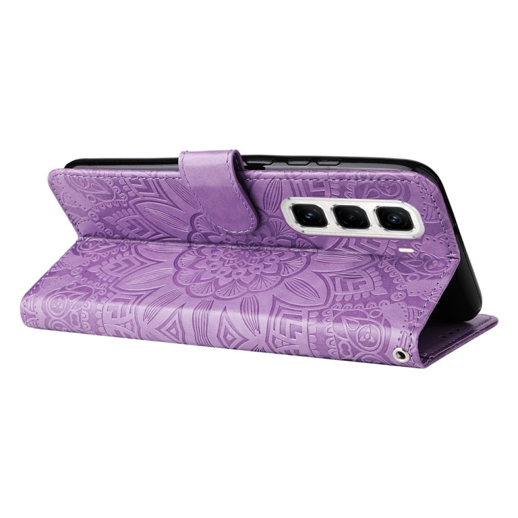 For Infinix Hot 50 Pro+ 4G Embossed Sunflower Leather Phone Case
