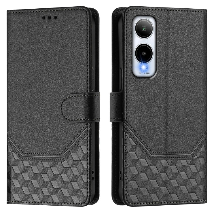 For Cricket Icon 6 Honeycomb Embossing RFID Leather Phone Case