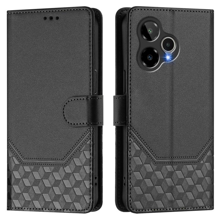 For Cricket Icon Plus 2026 / Icon 7 5G Honeycomb Embossing RFID Leather Phone Case