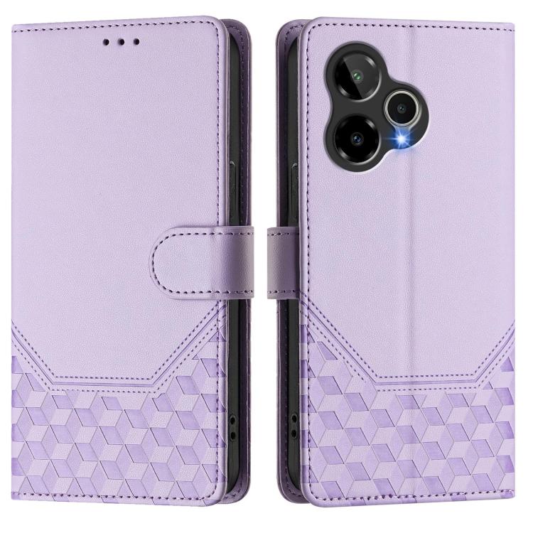 For Cricket Icon Plus 2026 / Icon 7 5G Honeycomb Embossing RFID Leather Phone Case