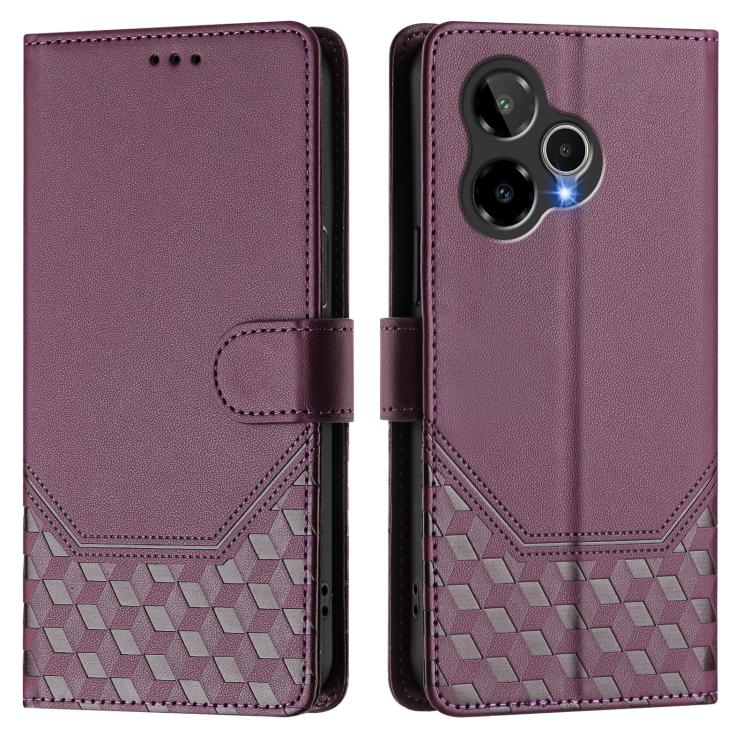 For Cricket Icon Plus 2026 / Icon 7 5G Honeycomb Embossing RFID Leather Phone Case