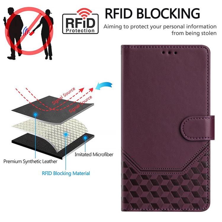 For Cubot A30 Honeycomb Embossing RFID Leather Phone Case