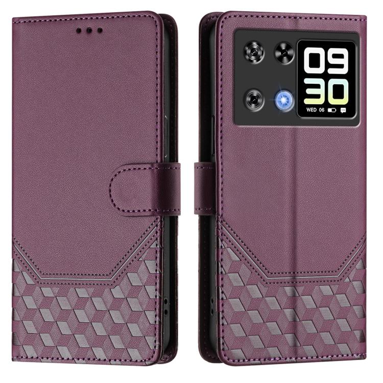 For Cubot P90 Honeycomb Embossing RFID Leather Phone Case
