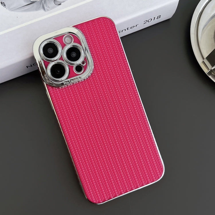For iPhone 11 Pro Electroplated Silver Edge Grain Texture TPU Phone Case