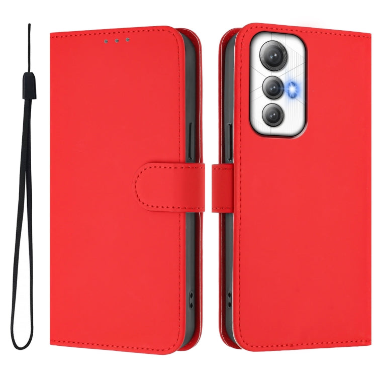 For Cubot Max 5 Skin Feel Solid Color Leather Phone Case with Lanyard