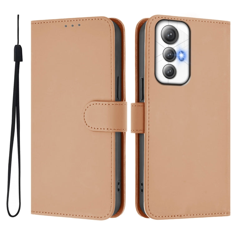 For Cubot Max 5 Skin Feel Solid Color Leather Phone Case with Lanyard