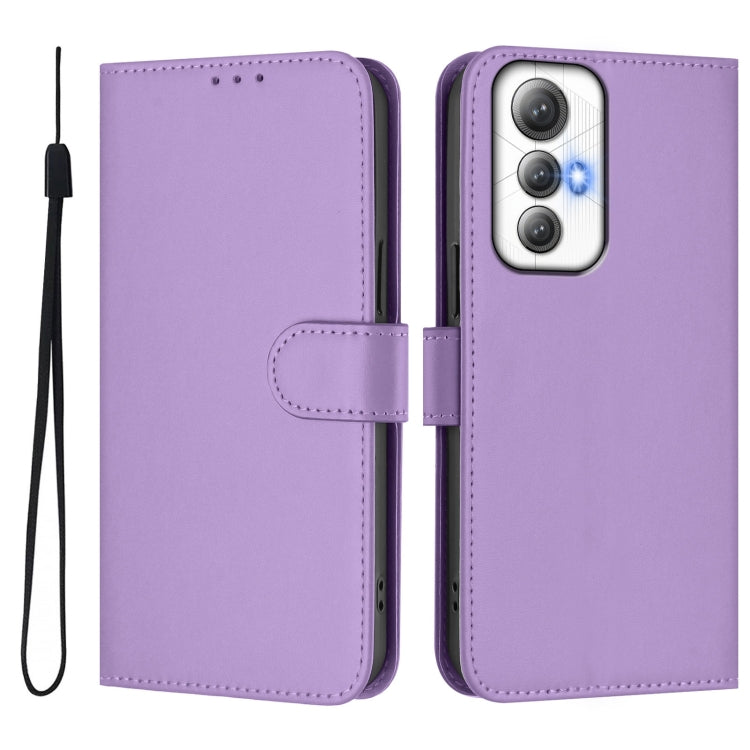 For Cubot Max 5 Skin Feel Solid Color Leather Phone Case with Lanyard