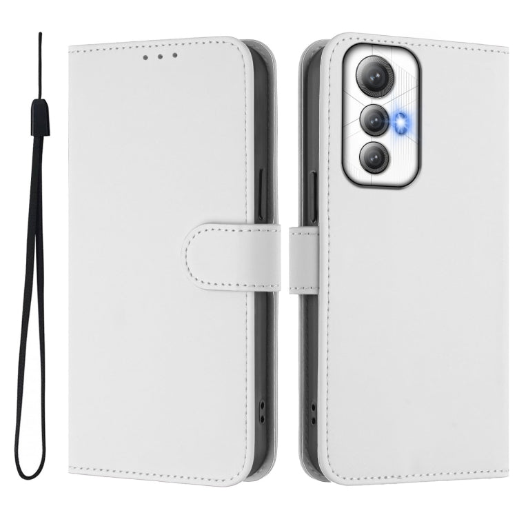 For Cubot Max 5 Skin Feel Solid Color Leather Phone Case with Lanyard