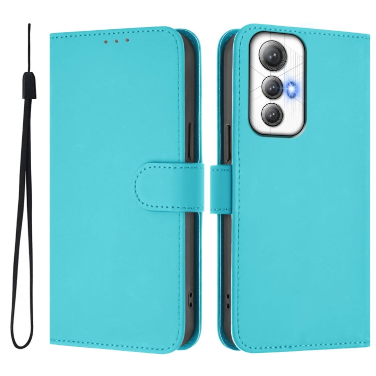 For Cubot Max 5 Skin Feel Solid Color Leather Phone Case with Lanyard