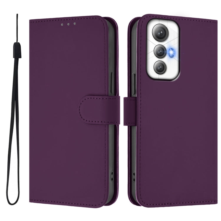 For Cubot Max 5 Skin Feel Solid Color Leather Phone Case with Lanyard