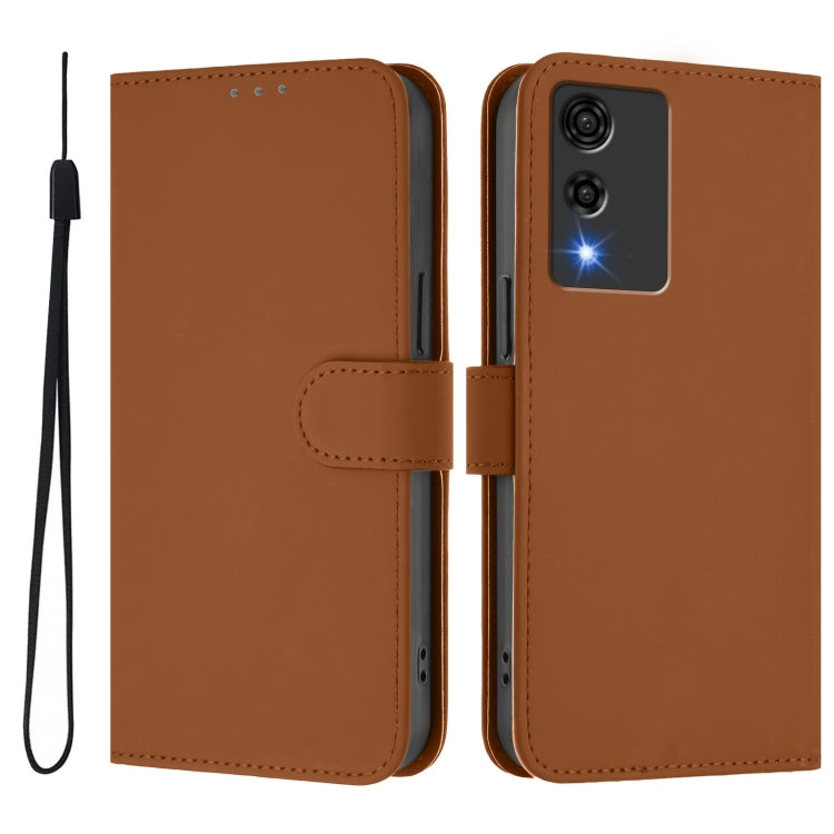 For Cubot A10 Skin Feel Solid Color Leather Phone Case with Lanyard