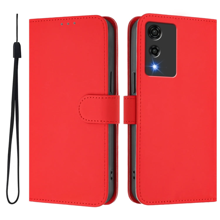 For Cubot A10 Skin Feel Solid Color Leather Phone Case with Lanyard