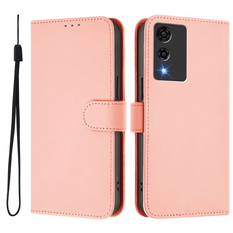 For Cubot A10 Skin Feel Solid Color Leather Phone Case with Lanyard