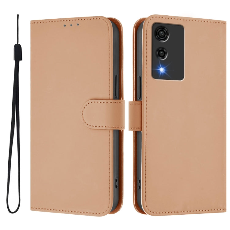 For Cubot A10 Skin Feel Solid Color Leather Phone Case with Lanyard