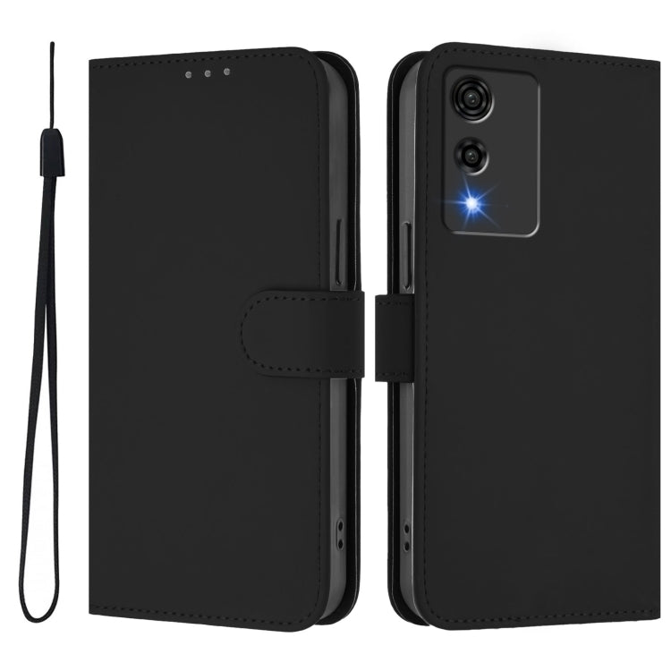 For Cubot A10 Skin Feel Solid Color Leather Phone Case with Lanyard