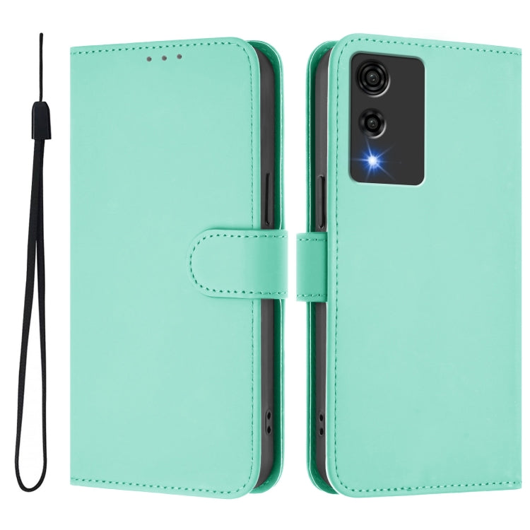 For Cubot A10 Skin Feel Solid Color Leather Phone Case with Lanyard