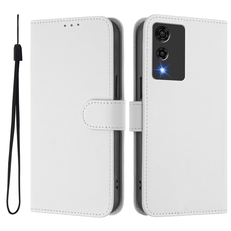 For Cubot A10 Skin Feel Solid Color Leather Phone Case with Lanyard