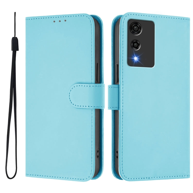 For Cubot A10 Skin Feel Solid Color Leather Phone Case with Lanyard