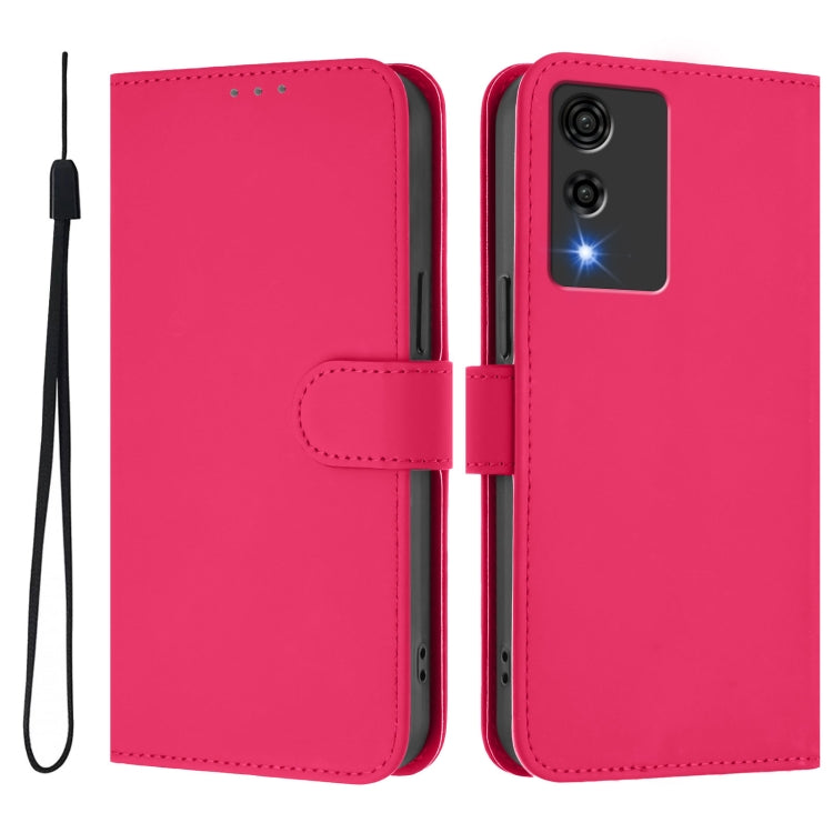 For Cubot A10 Skin Feel Solid Color Leather Phone Case with Lanyard