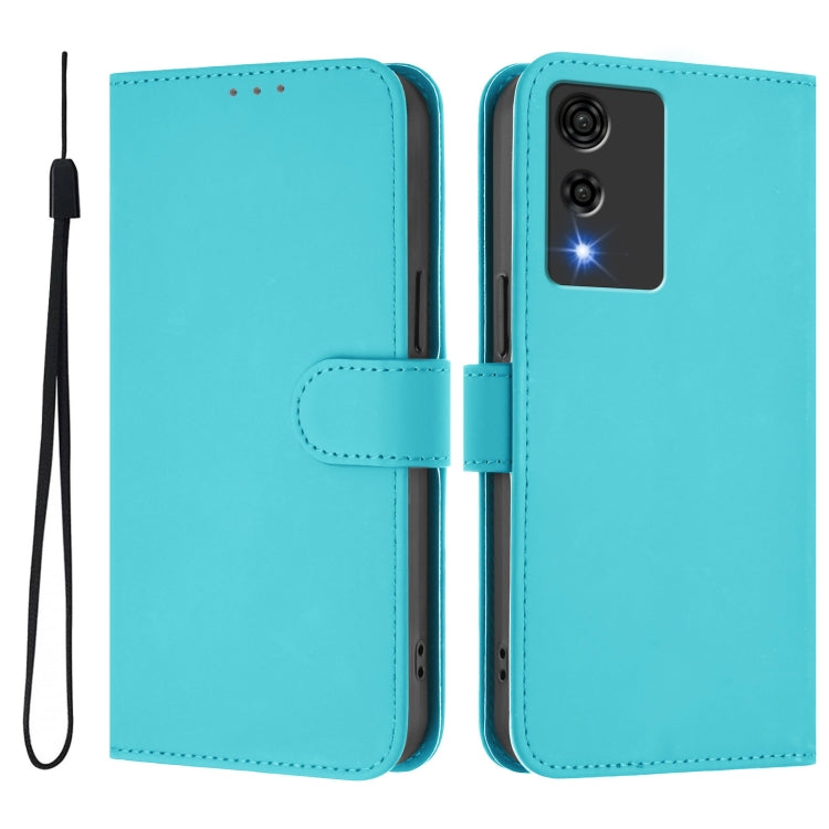 For Cubot A10 Skin Feel Solid Color Leather Phone Case with Lanyard