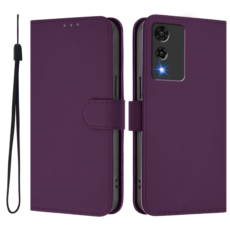 For Cubot A10 Skin Feel Solid Color Leather Phone Case with Lanyard