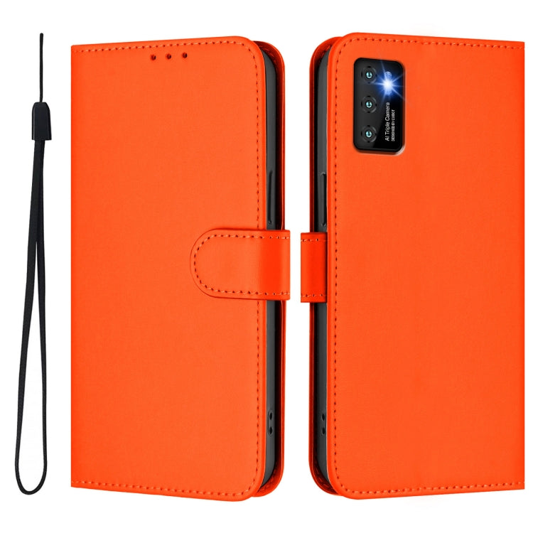 For Cubot P50 Skin Feel Solid Color Leather Phone Case with Lanyard