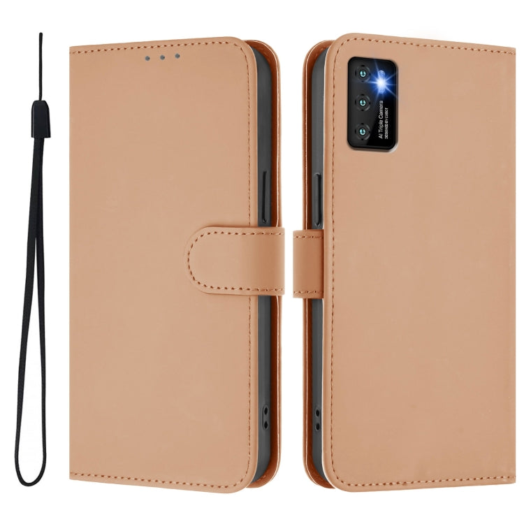 For Cubot P50 Skin Feel Solid Color Leather Phone Case with Lanyard