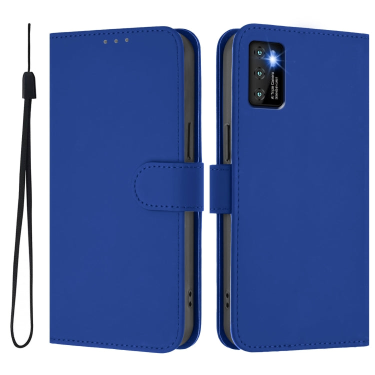 For Cubot P50 Skin Feel Solid Color Leather Phone Case with Lanyard